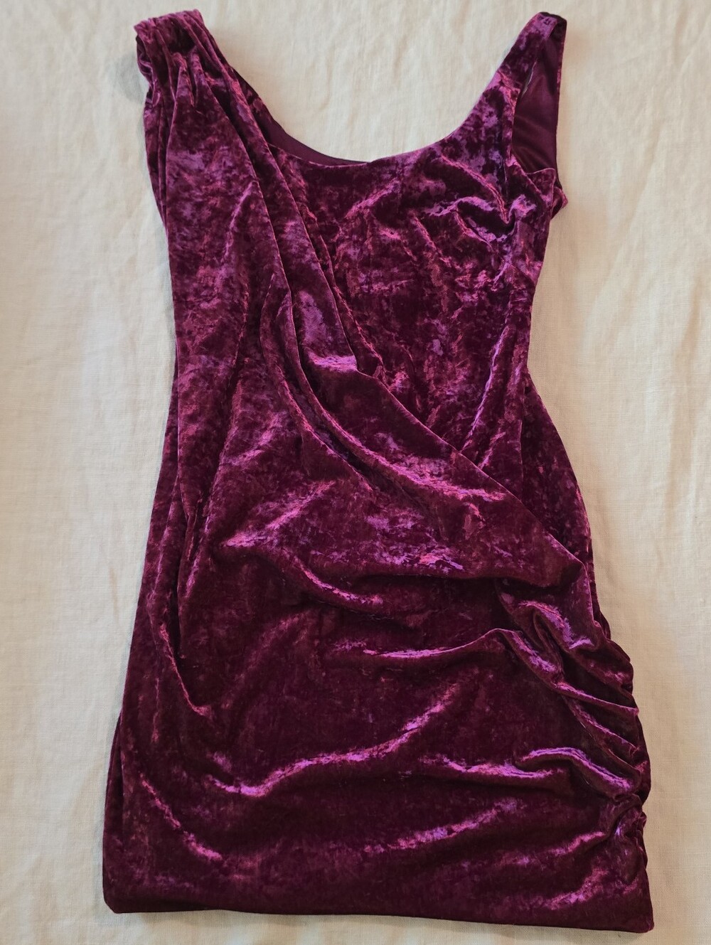 Aidan Mattox Velvet One-Shoulder Mini Dress in Plum
